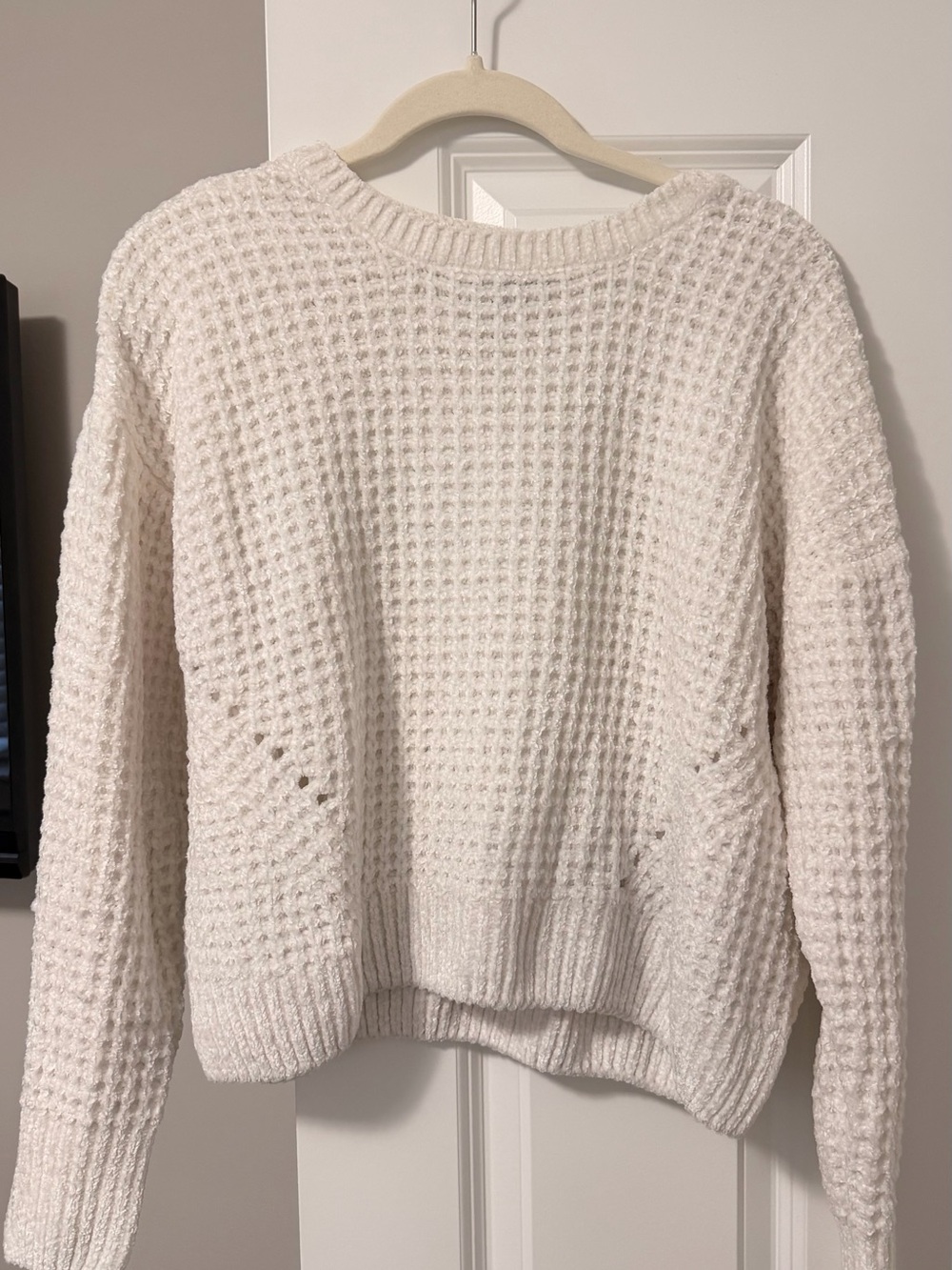 Women's Cream Waffle-Knit Sweater